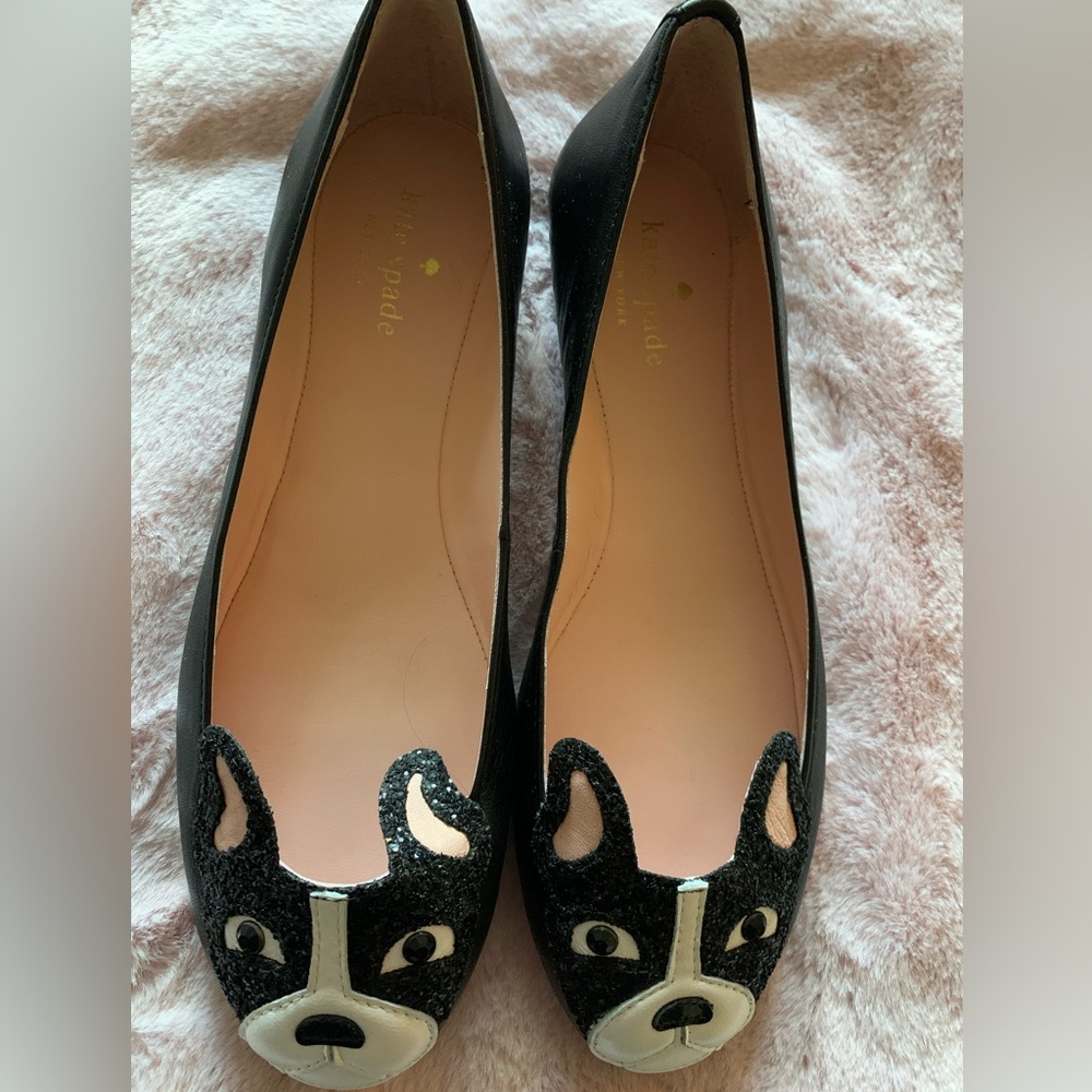 Kate Spade French Bulldog flat shoes. Never worn. Kept in original box!